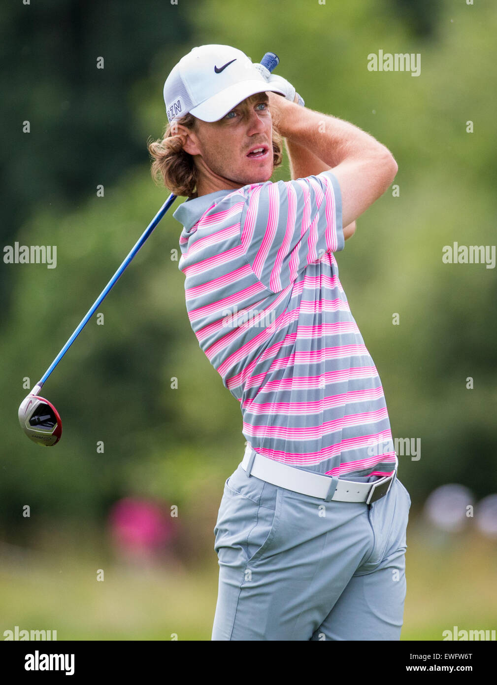 Eichenried, Germany. 25th June, 2015. Tommy Fleetwood of Britain in action  at the European Tour golf tournament in Eichenried, Germany, 25 June 2015.  Photo: MARC MUELLER/dpa/Alamy Live News Stock Photo - Alamy