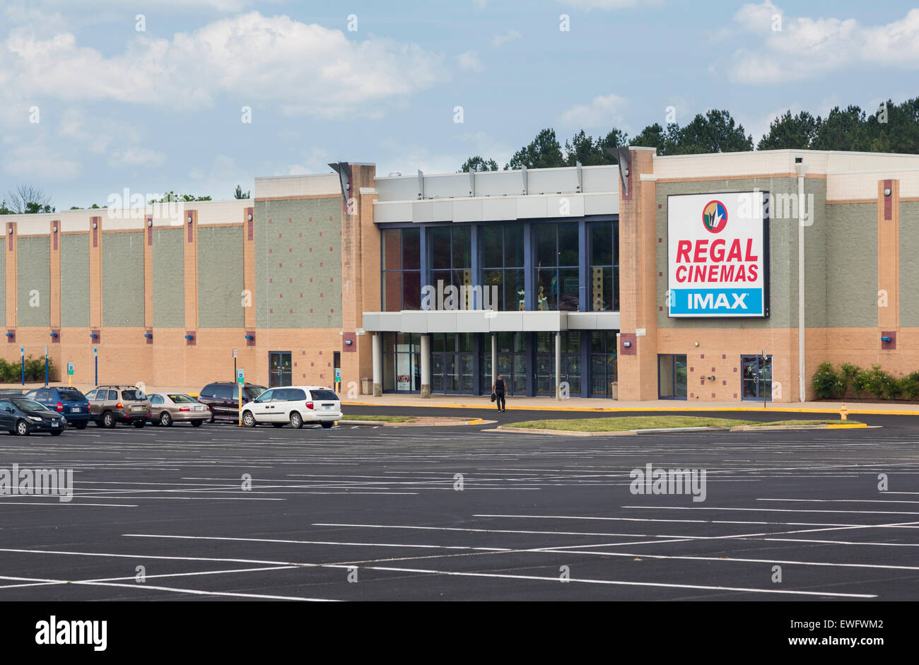 Entrance to large Regal Cinemas building in Manassas, Virginia, USA Stock Photo