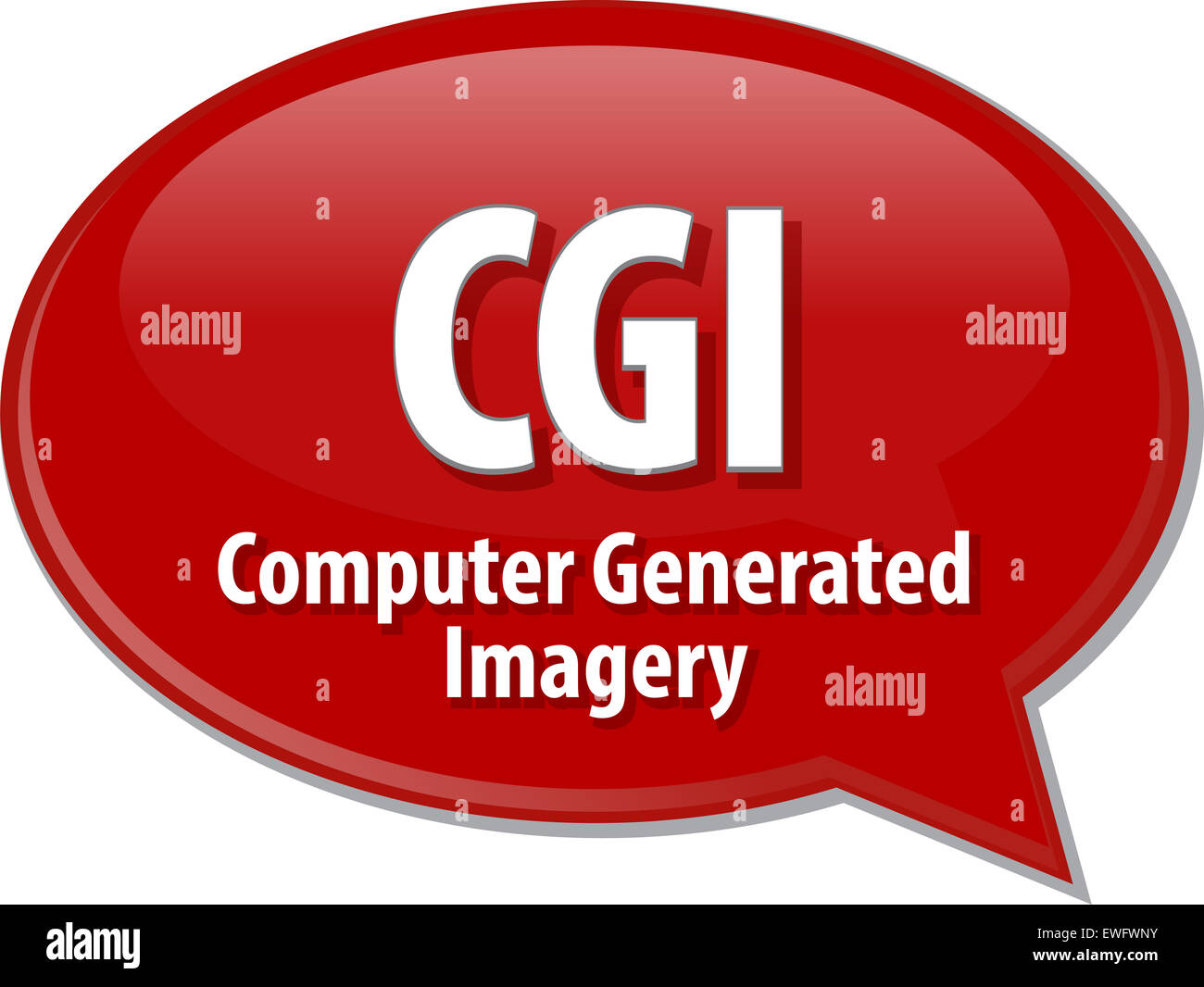 Speech bubble illustration of information technology acronym abbreviation term definition CGI Computer Generated Imagery Stock Photo