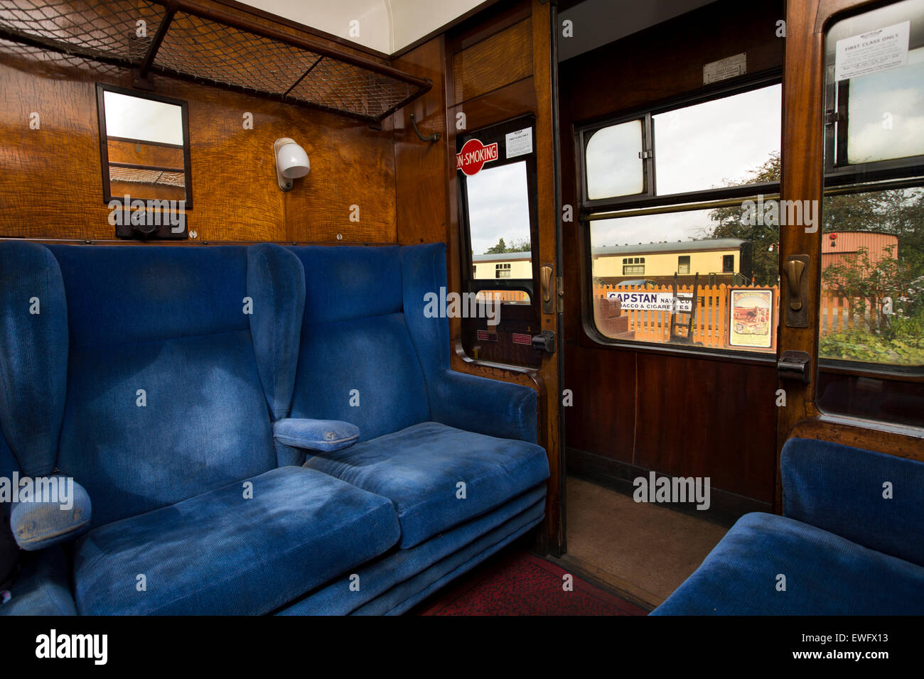UK, England, Shropshire, Arley, Severn Valley Railway, first class carriage interior Stock Photo