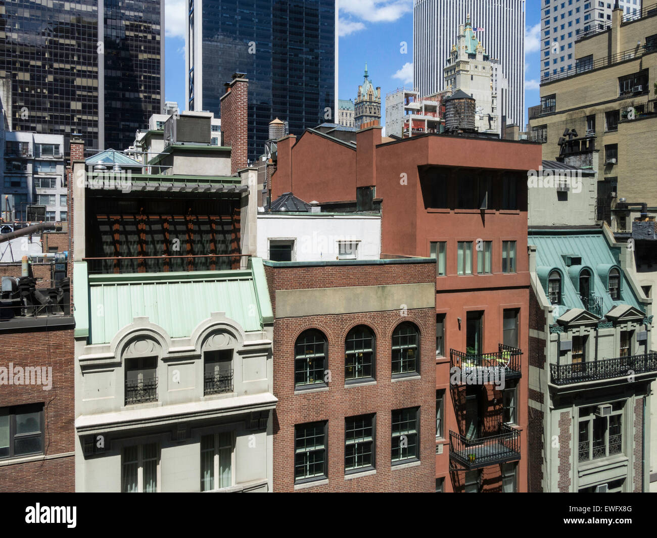 Facades of Buildings, West 54th Street, NYC, USA Stock Photo