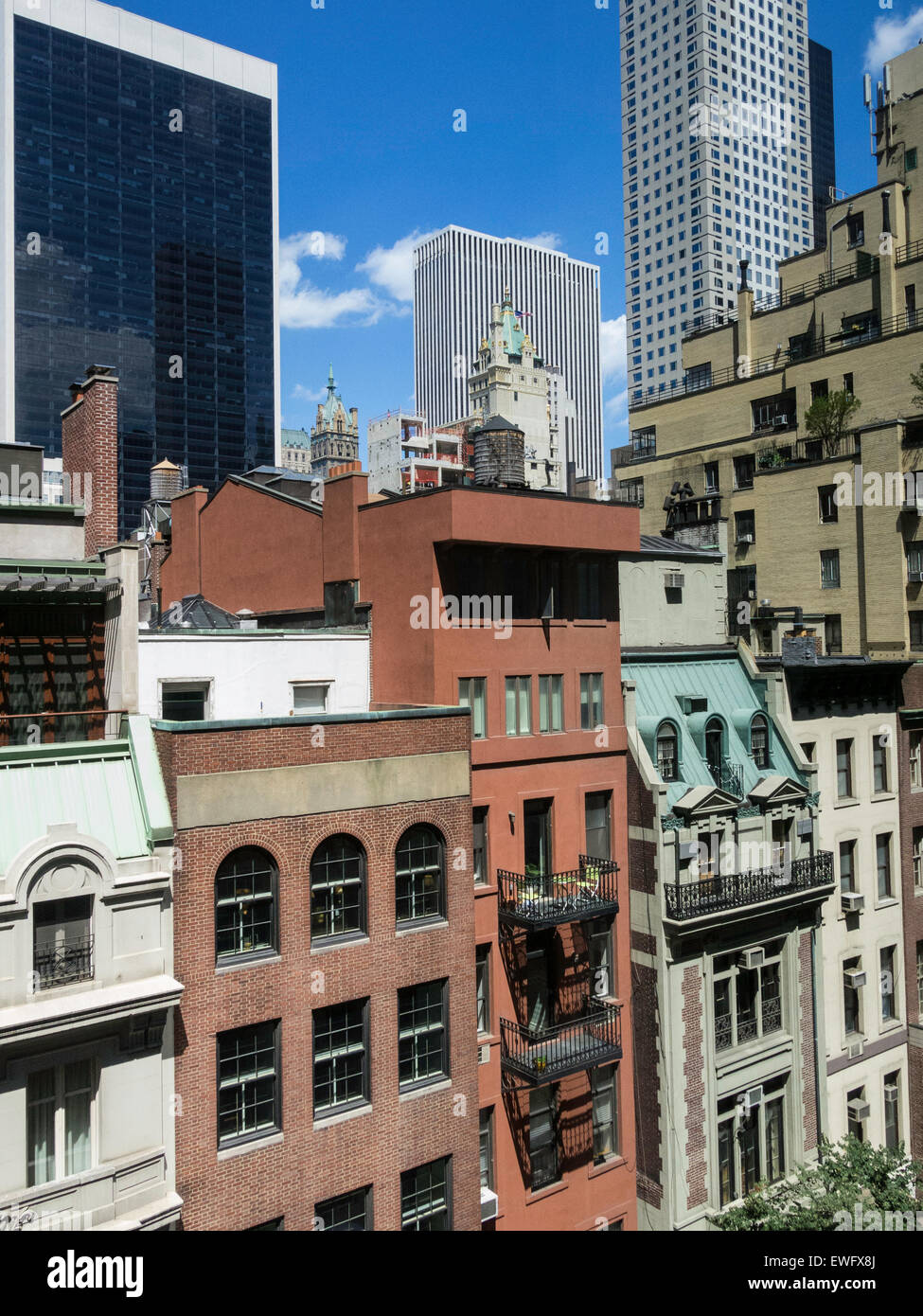 Facades of Buildings, West 54th Street, NYC, USA Stock Photo