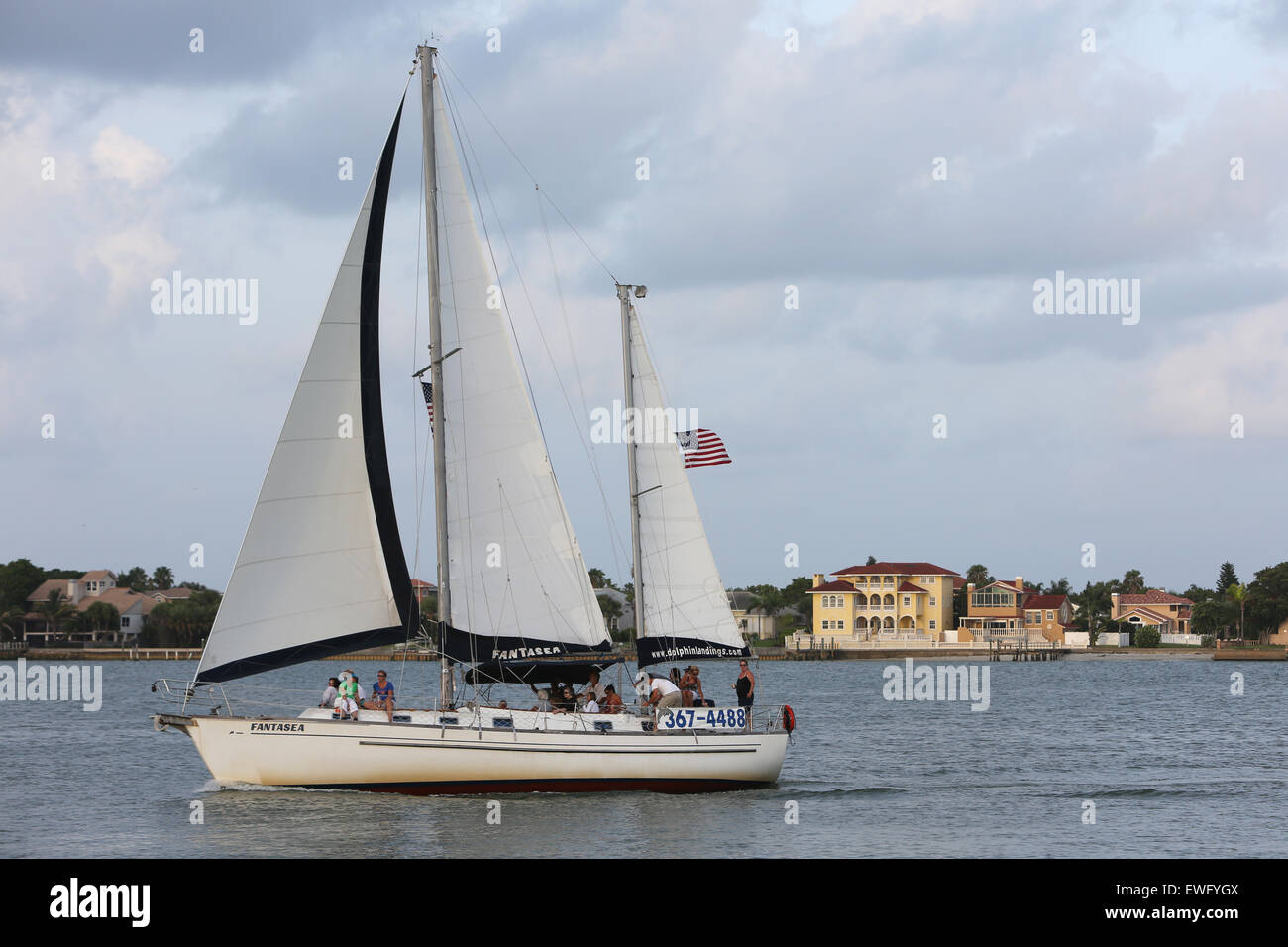Pass a Grille Beach, USA, Sailing Boat off the coast Stock Photo