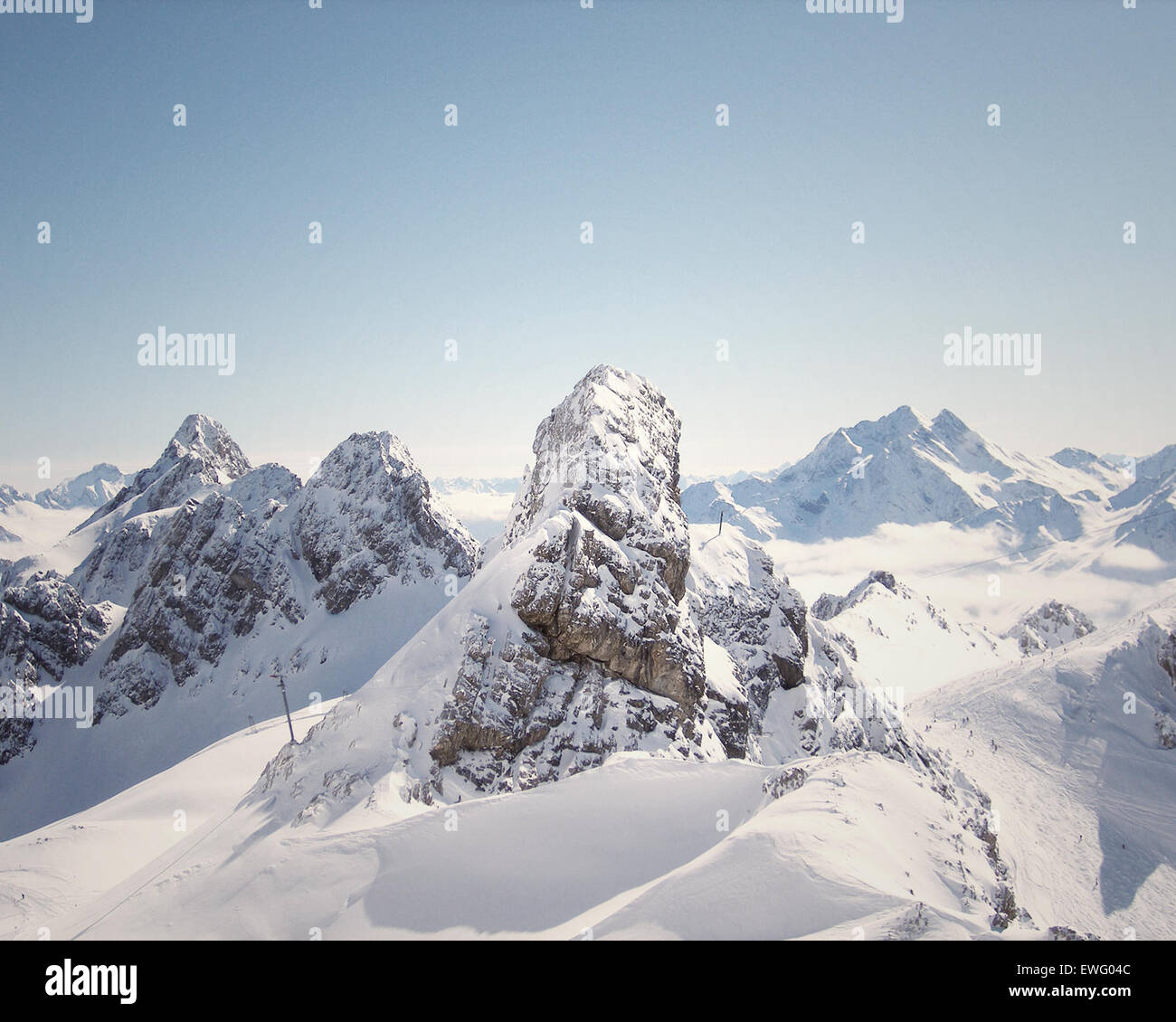 Snow Covered Mountain Landscape Stock Photo