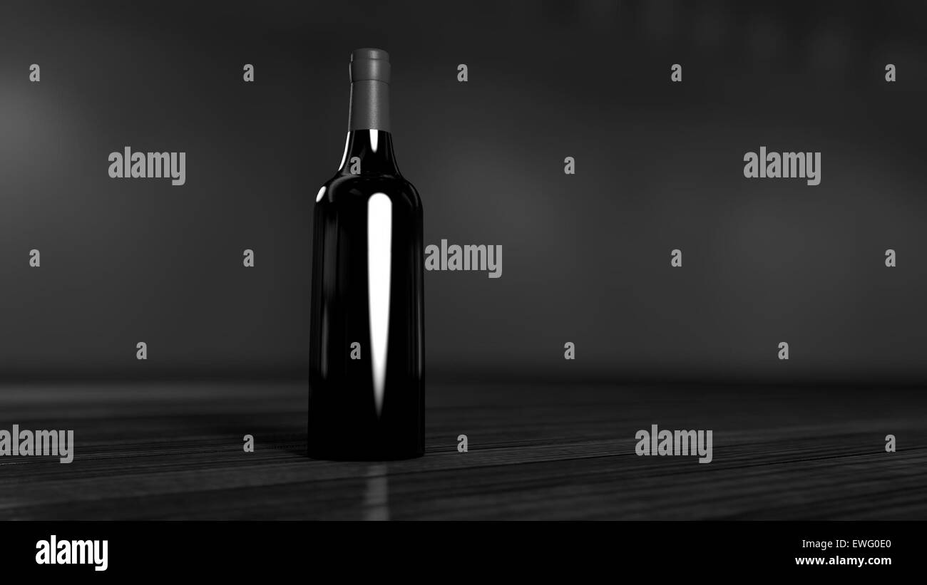 black shiny wine botle Stock Photo