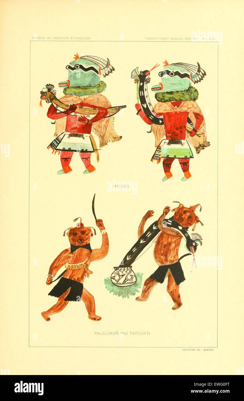 Illustrated Hopi Drawings of Kachinas Stock Photo