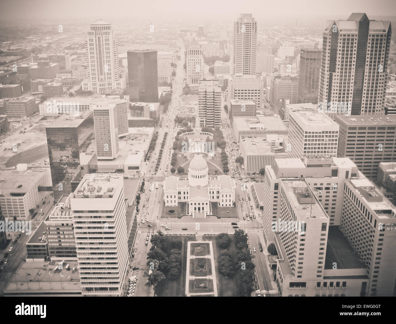 Monochrome City with Skyscrapers Stock Photo