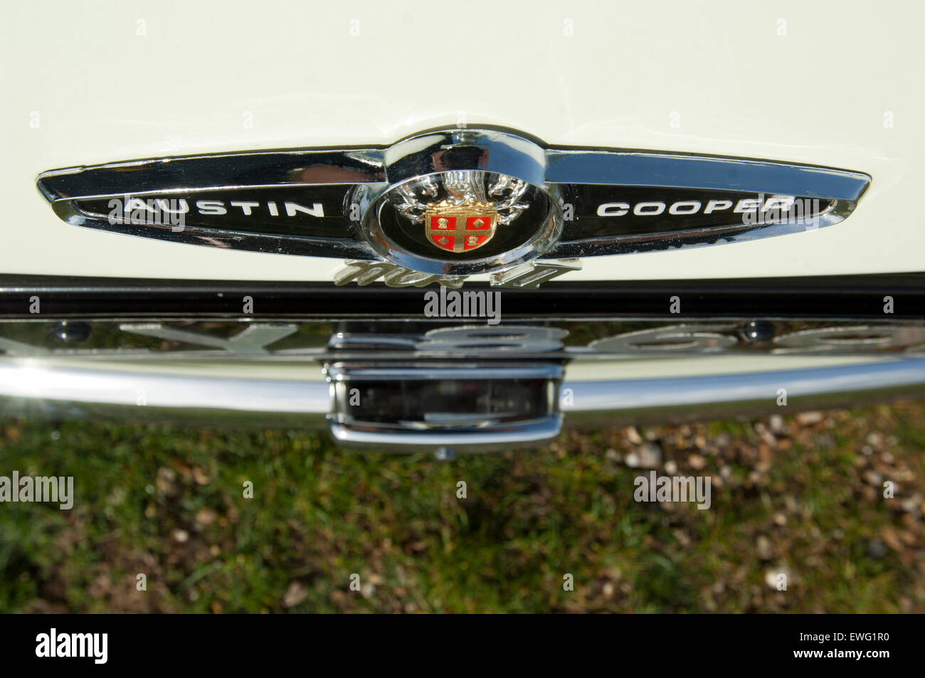 A White Austin Mini Cooper Mk2 In Original Condition Stock Photo
