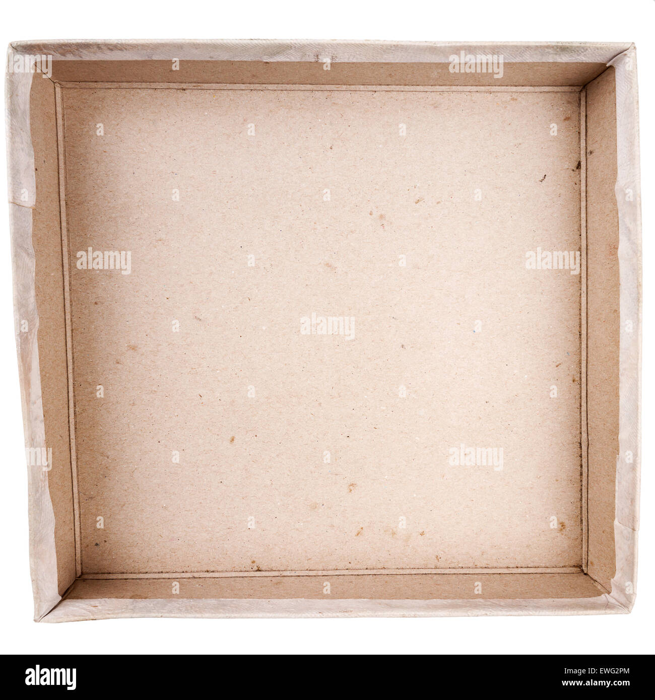 Top view of old carton box isolated on white background Stock Photo - Alamy