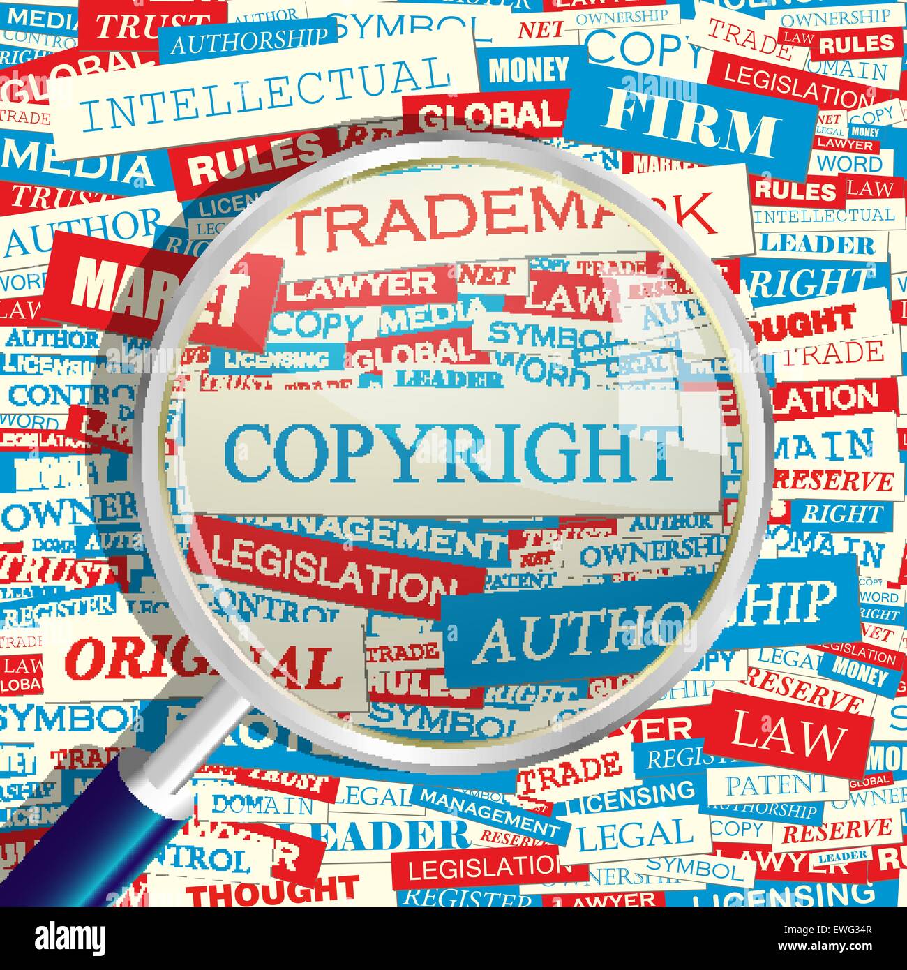 COPYRIGHT. Concept related words in tag cloud. Conceptual info-text graphic. Word collage. Stock Vector