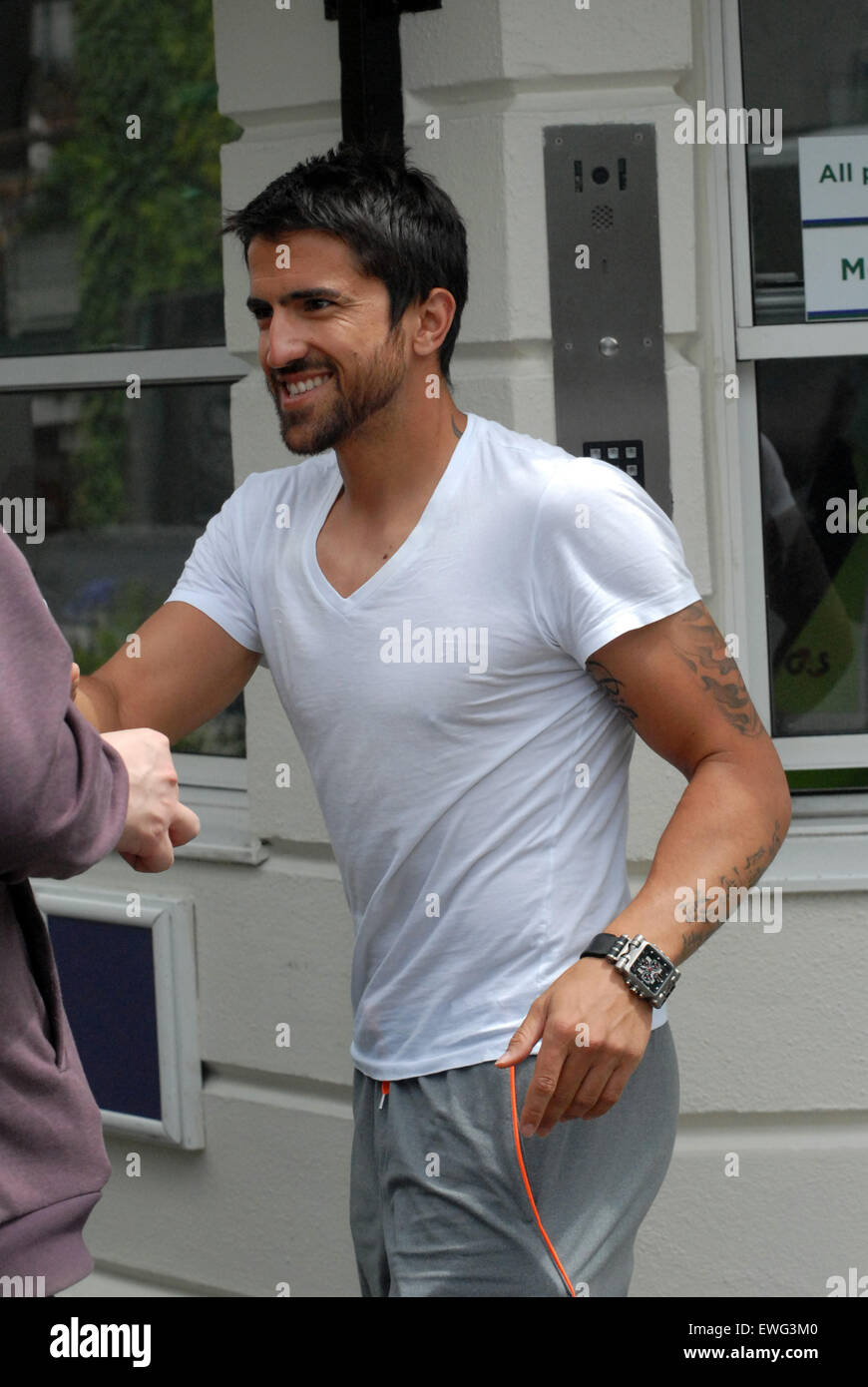 Wimbledon London, UK,  25 June 2015. Serbian tennis player Janko Tipsarevic  arrives at the AELTC courts to practice fo  Wimbledon tennis championships starting on June 29. Credit:  JOHNNY ARMSTEAD/Alamy Live News Stock Photo