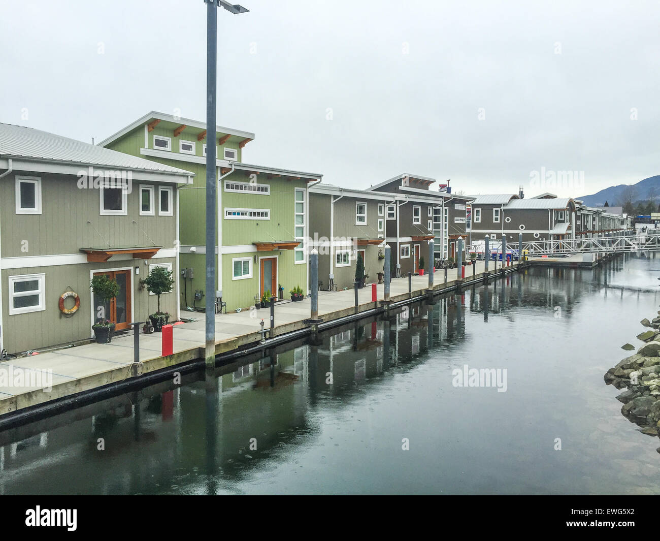 Row of Float homes in Mosquito Creek North Vancouver Stock Photo Alamy