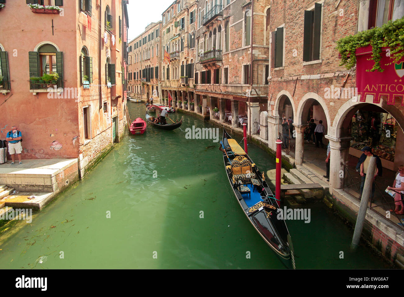 Venice- Gondola Rio dei Santissimi Apostoli Stock Photo