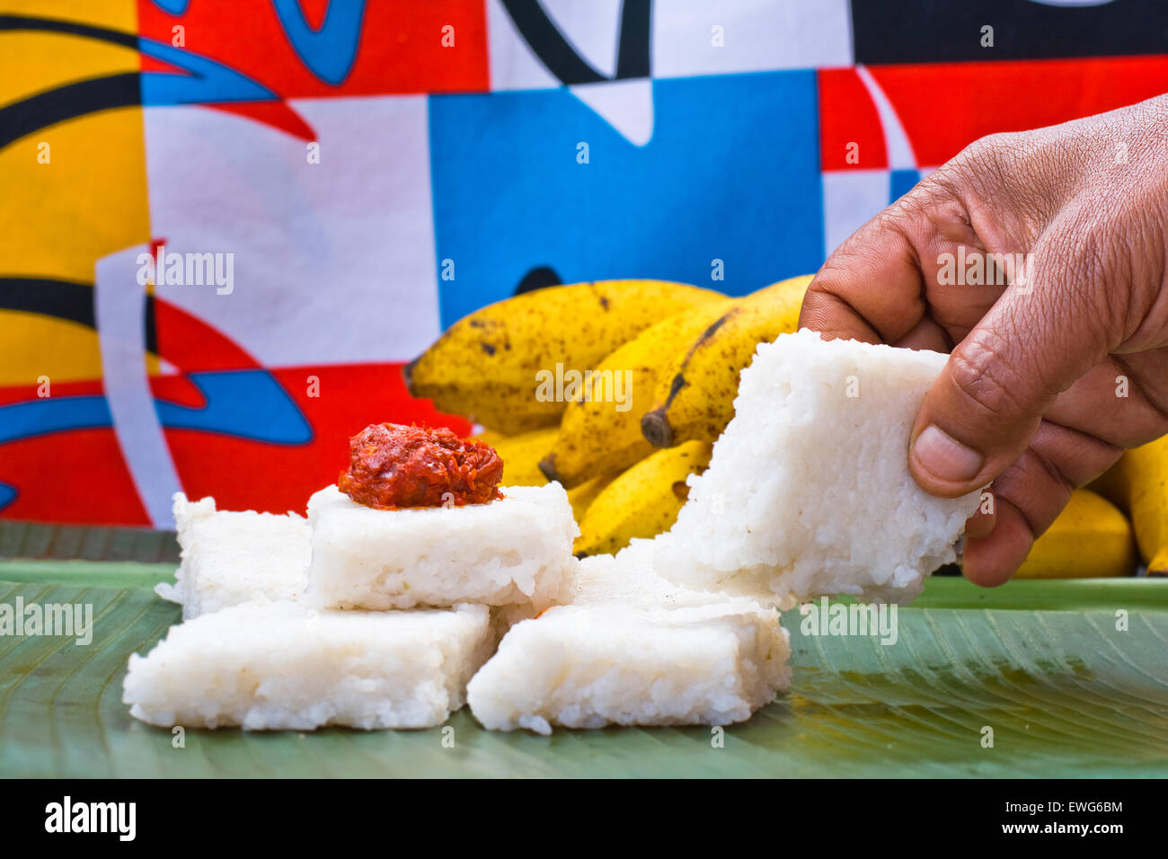 Kiribath, The milk rice is a traditional Sri Lankan food made from rice and coconut milk Stock
