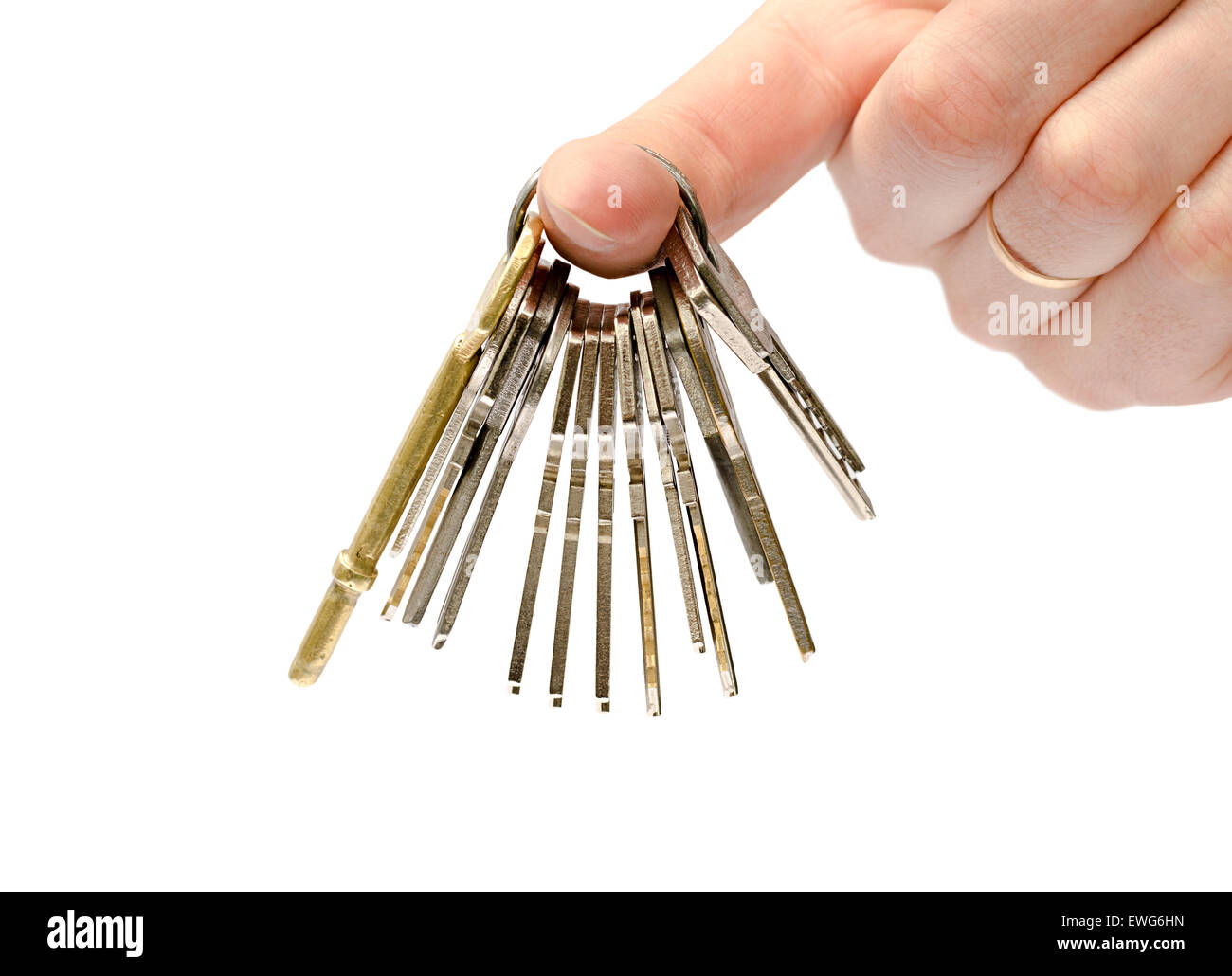 man holds keys in hand Stock Photo Alamy