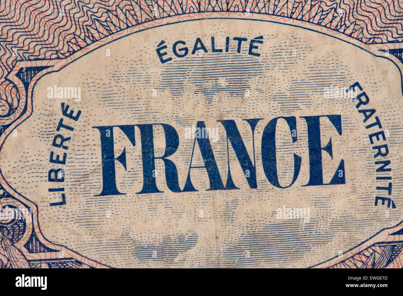 France vintage old paper money . Stock Photo