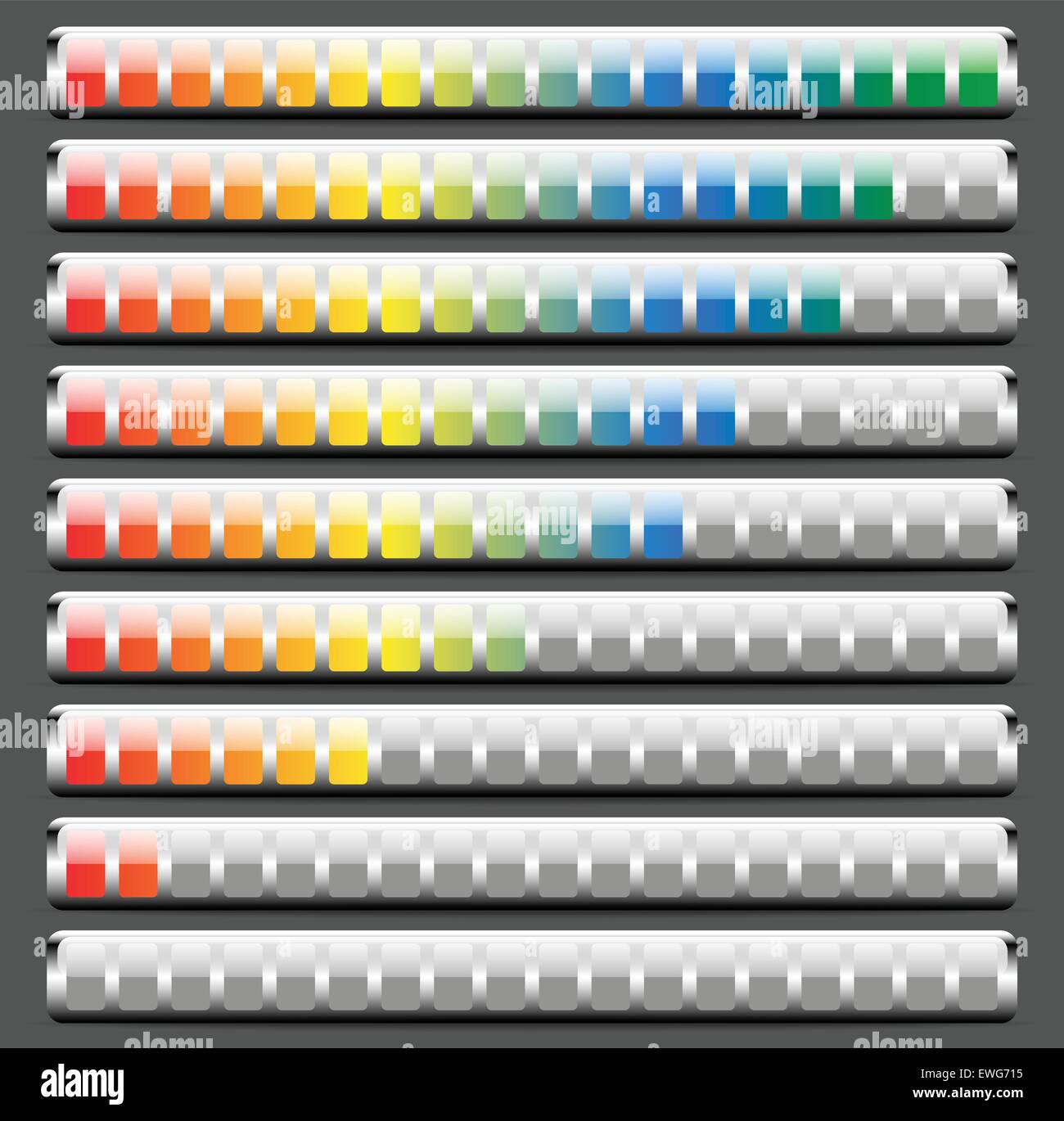 Horizontal bars as measurement, indication elements. Benchmark, level