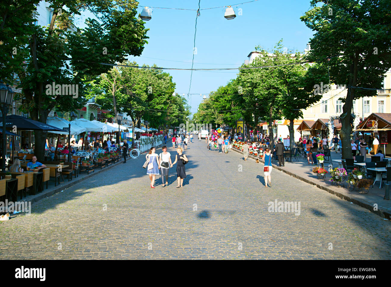People Walking On Deribasovskaya Street At Sunset Deribasovskaya 