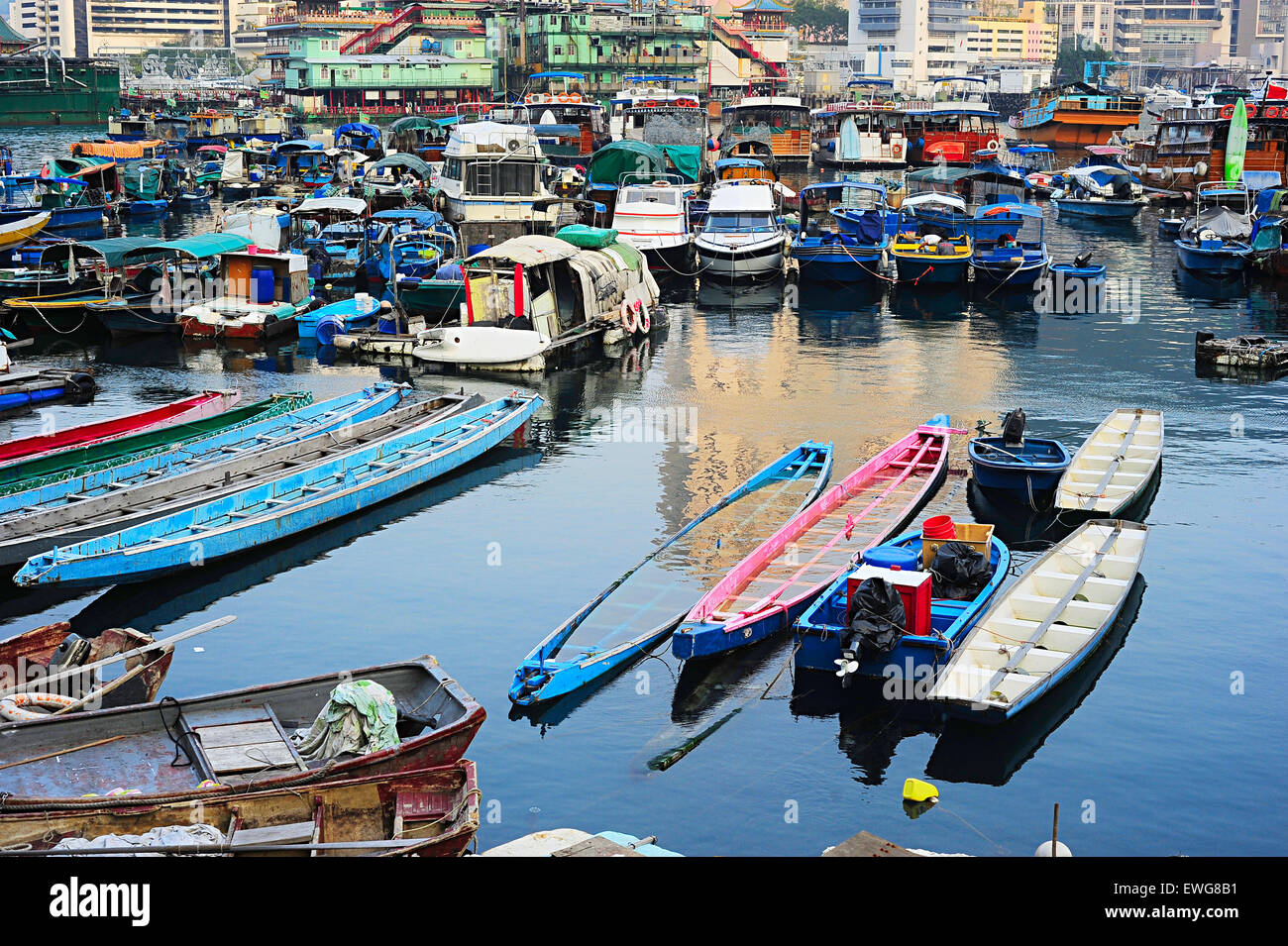 Aberdeen - is a famous tourists destination because of its floating villages and floating seafood restaurants. Hong Kong Stock Photo