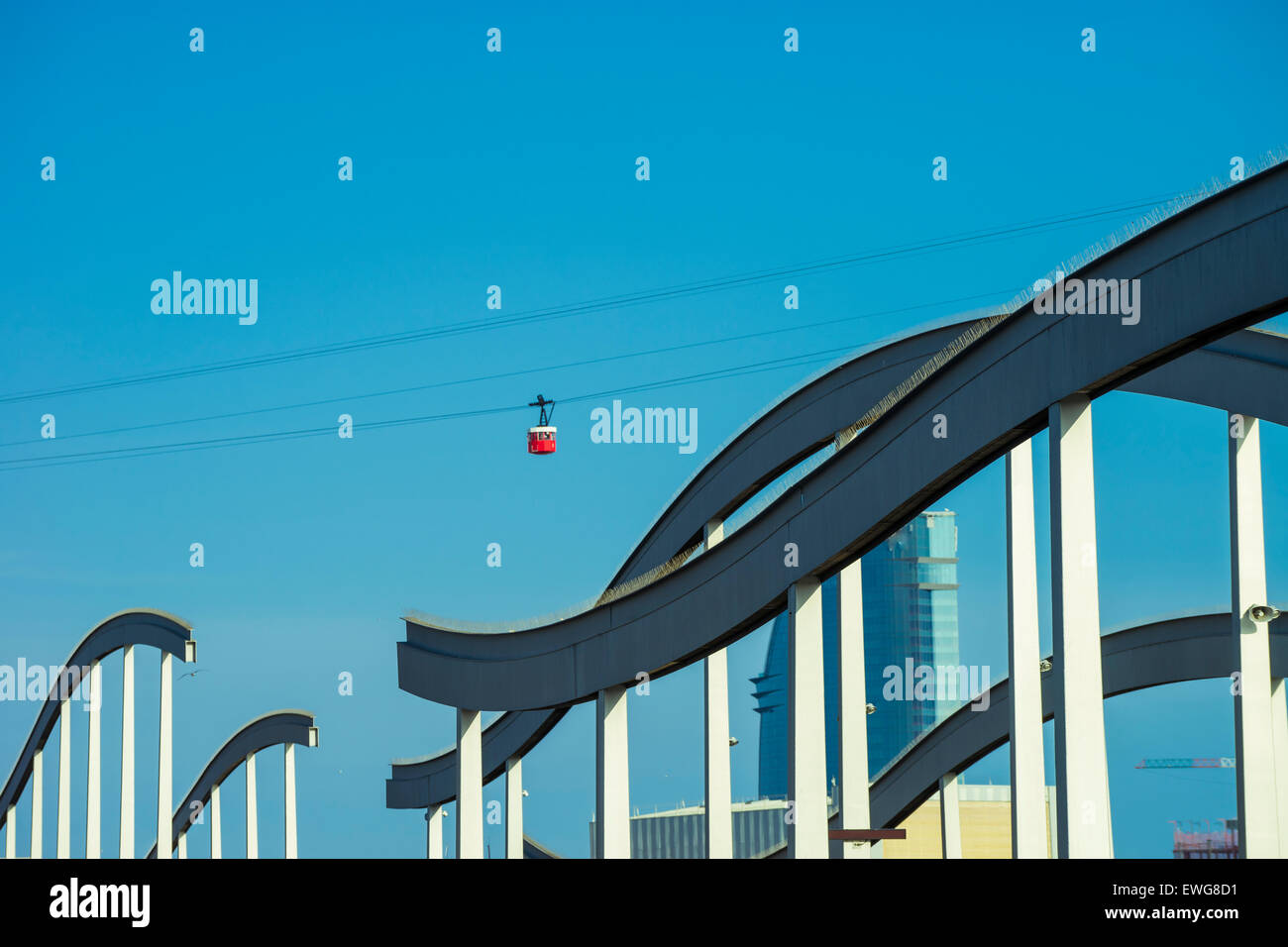 The port in Barcelona with the cable car in the background Stock Photo ...