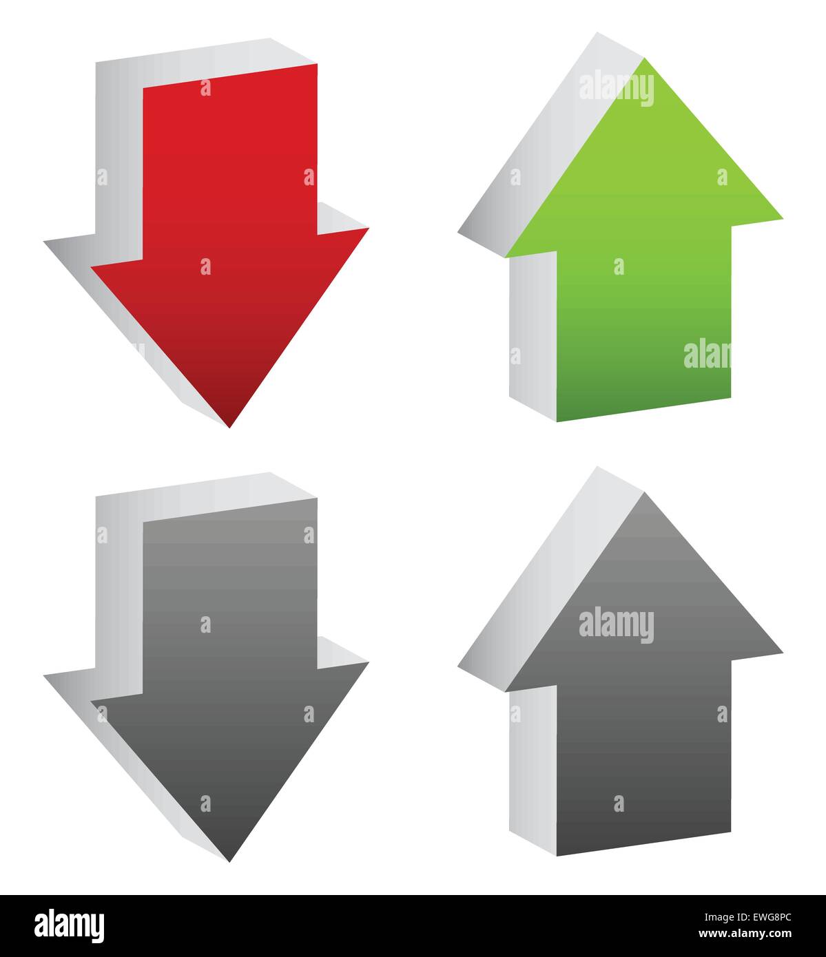 Up and down arrows in green and red, editable vector Stock Vector Image ...