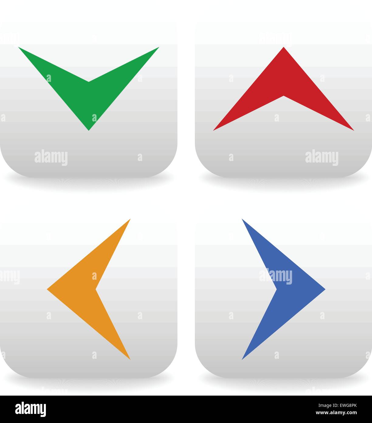 Rounded square arrows icons up, down, left and right Stock Vector Image ...
