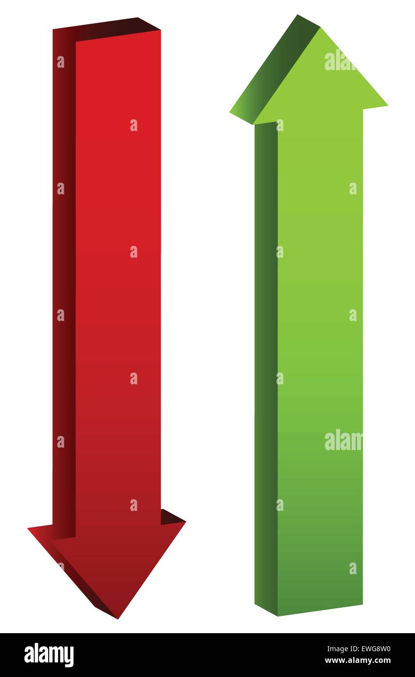 Up and down arrows in green and red, editable vector Stock Vector Image ...