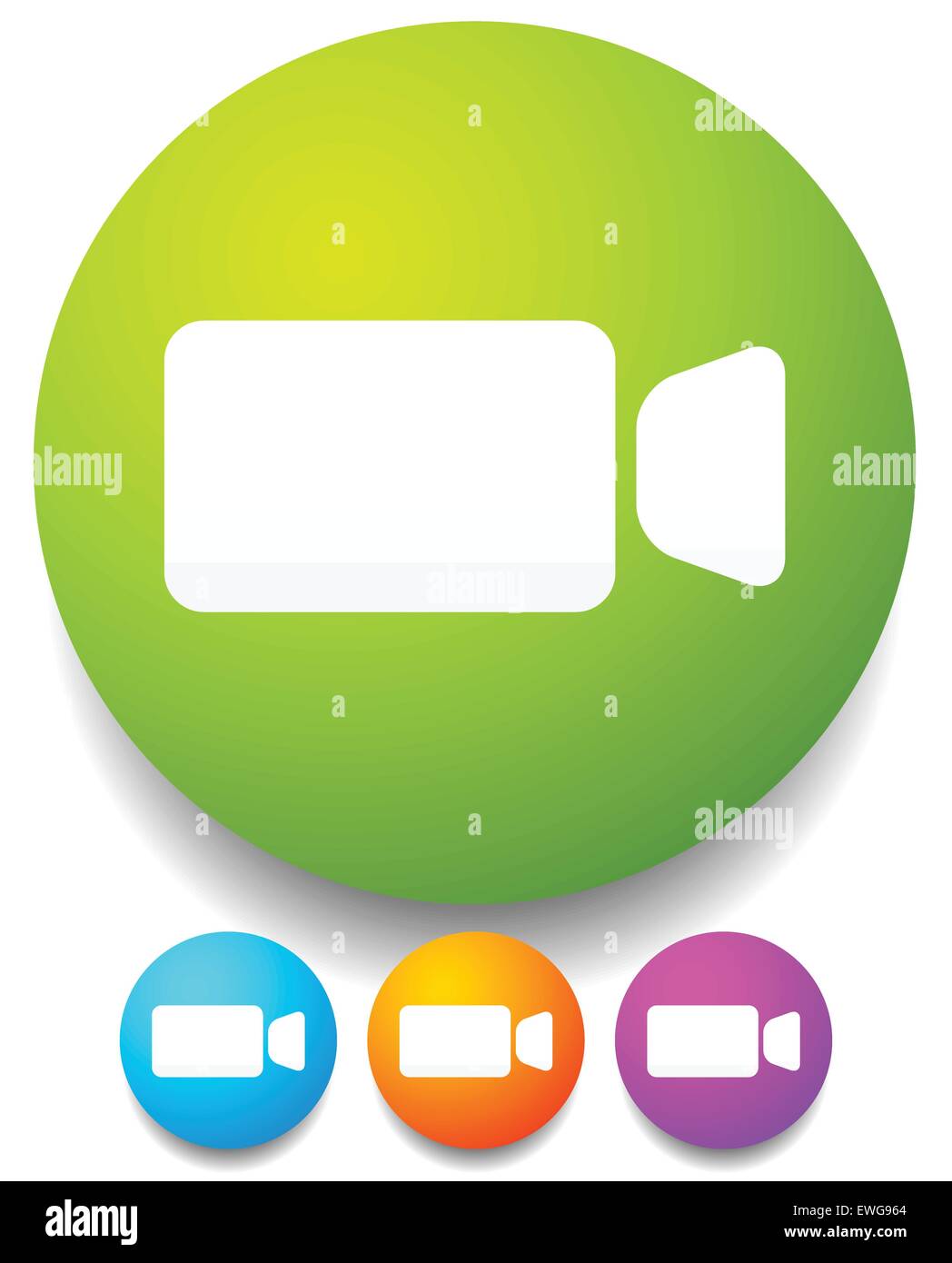 Round icon with small, compact video camera, handycam symbol Icon for video, multimedia, filming concepts. Stock Vector
