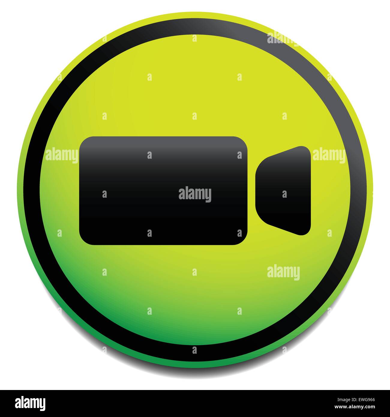 Round icon with small, compact video camera, handycam symbol Icon for video, multimedia, filming concepts. Stock Vector
