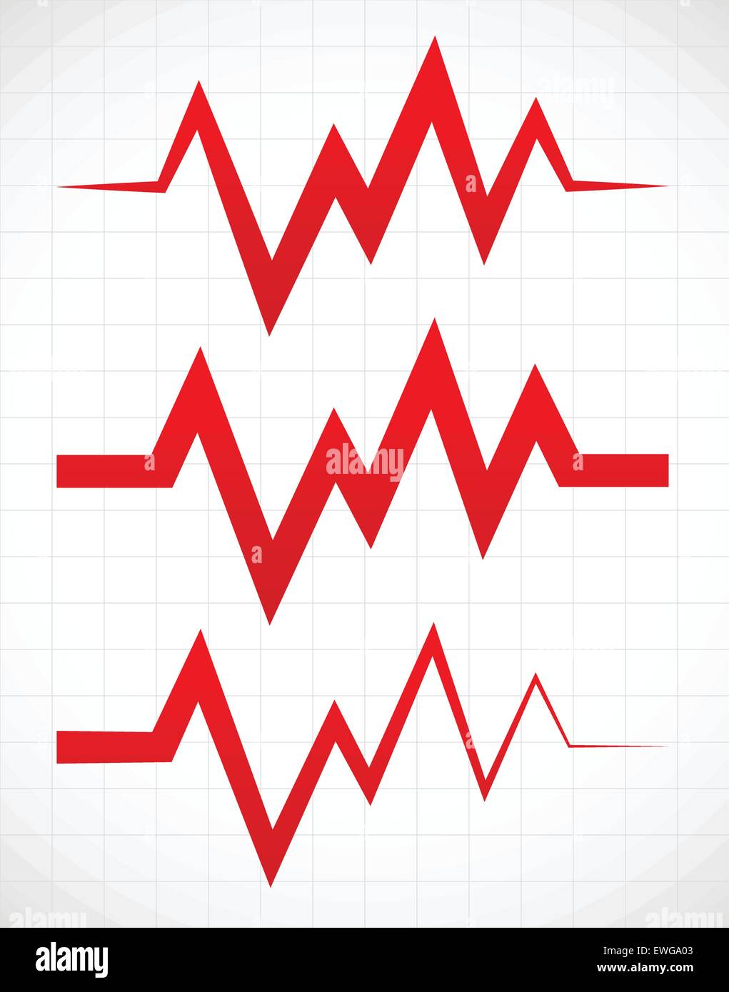 Irregular pulsating or ECG lines over gridded background Stock Vector