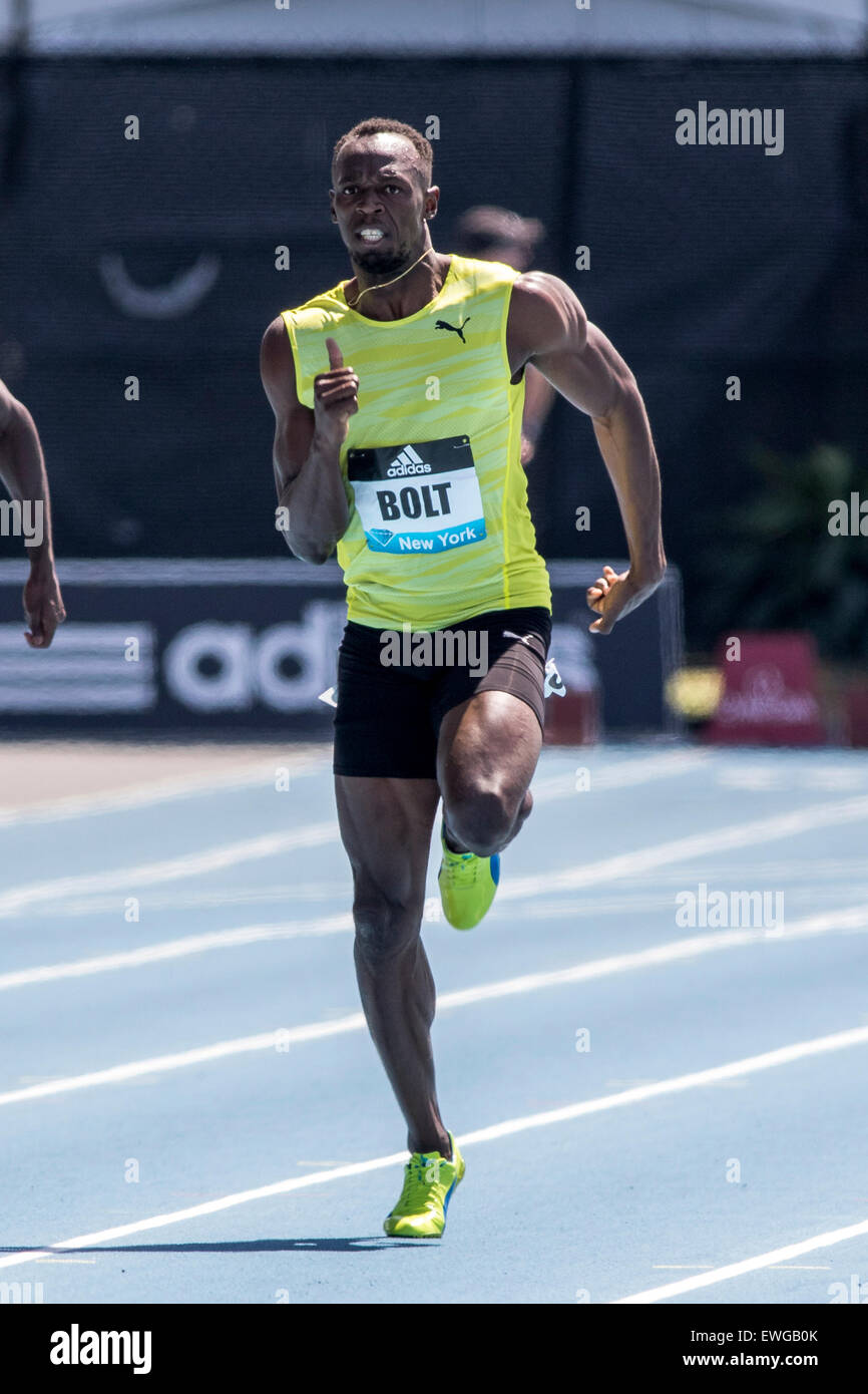 Usain Bolt (JAM) competing in the Men's 200m at the 2015 Adidas NYC Diamond  League Grand Prix Stock Photo - Alamy