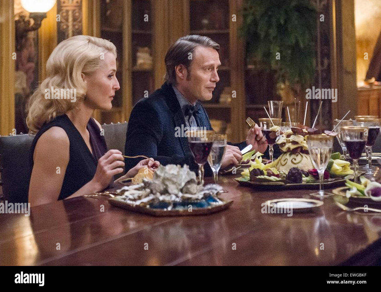 HANNIBAL NBCUniversal Media TV series with Gillian Anderson and Mads Mikkelsen Stock Photo