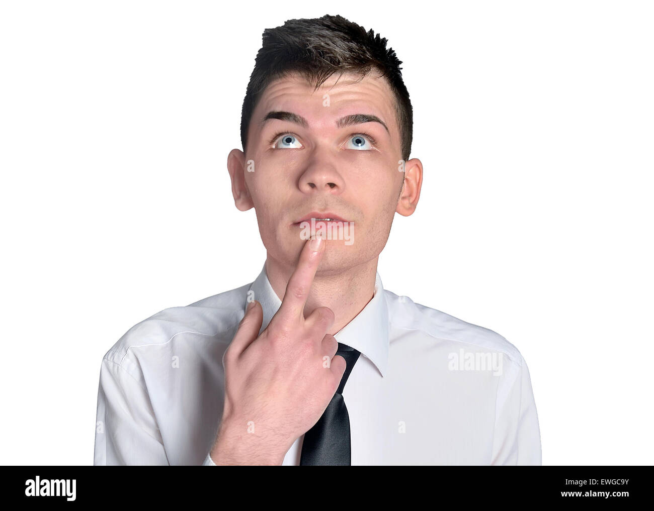 Isolated business man thinking closeup Stock Photo - Alamy