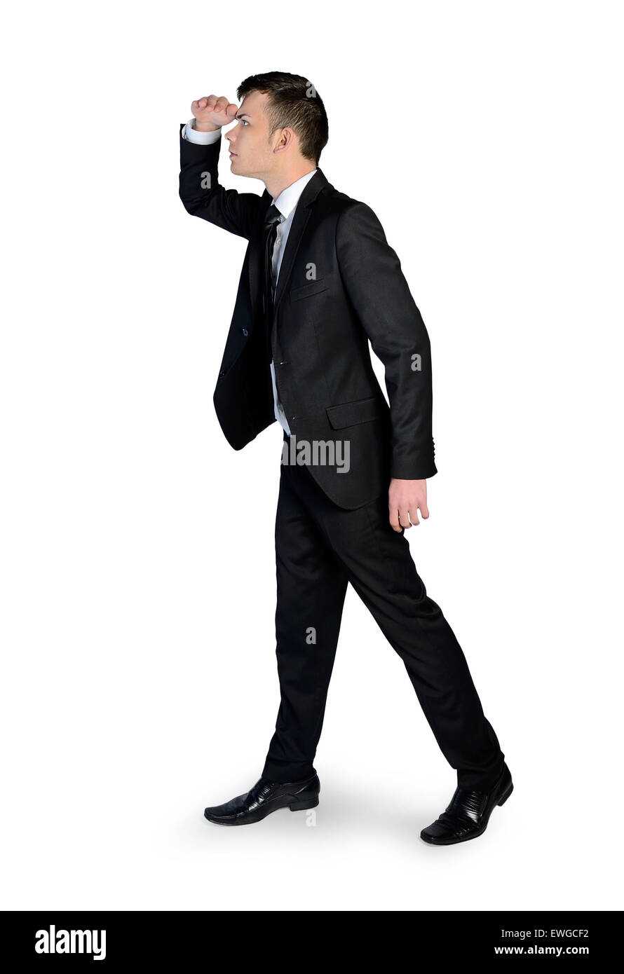 Isolated business man looking side Stock Photo