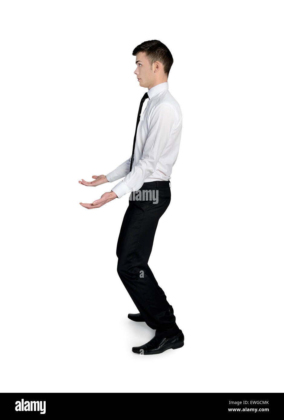 Isolated business man carrying something Stock Photo