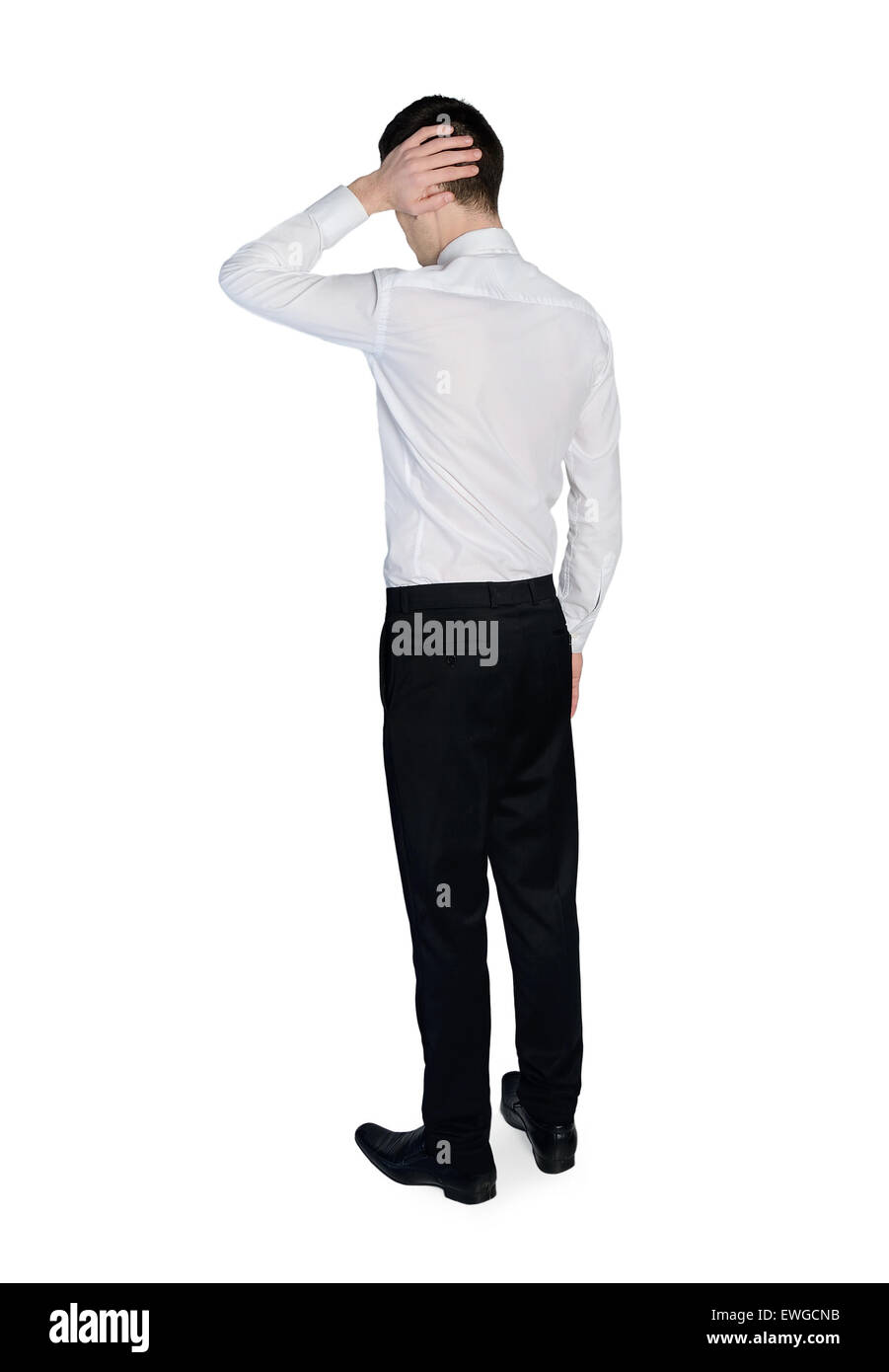 Isolated business man looking up Stock Photo - Alamy