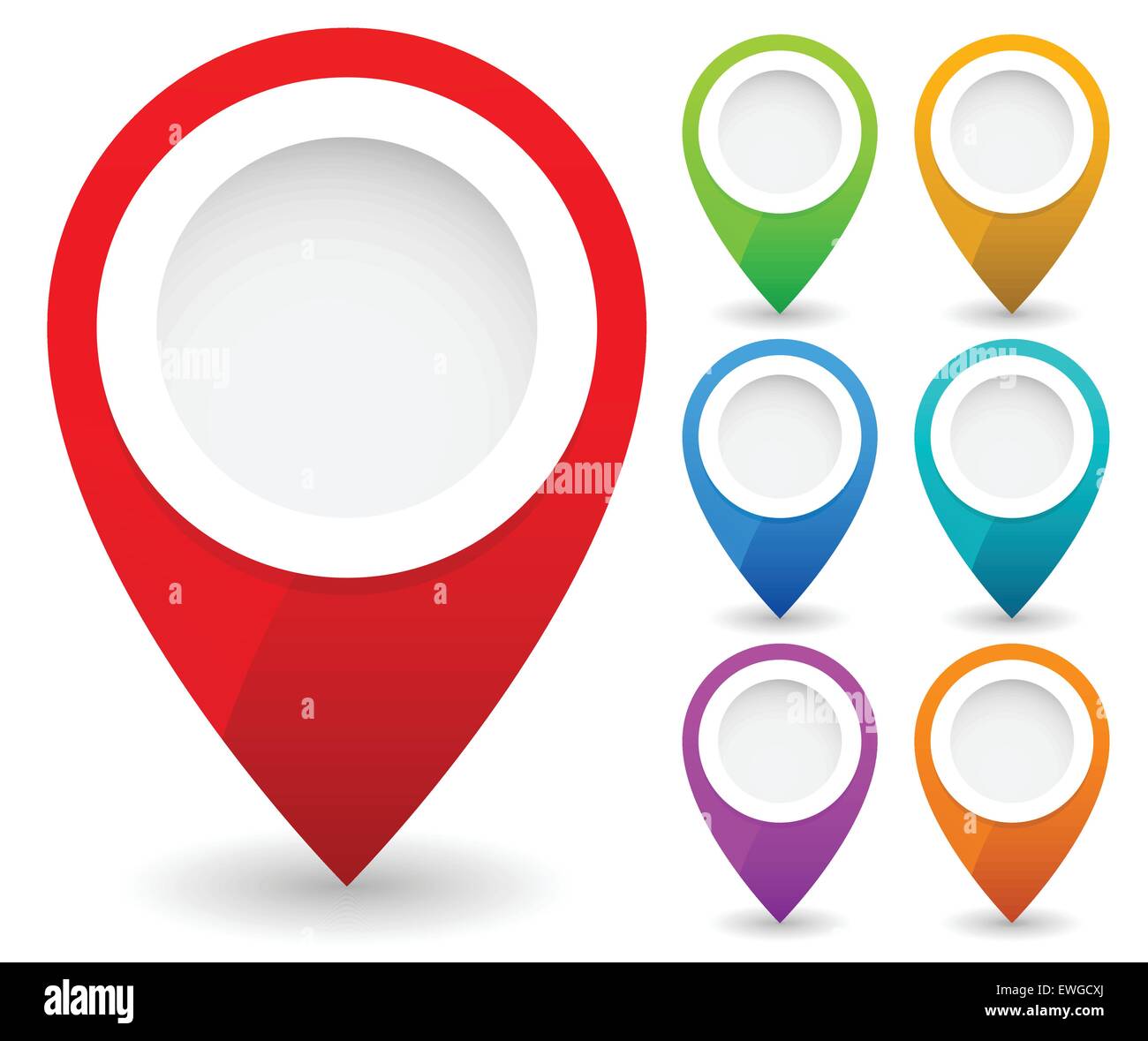 Map marker, map pin vector. Map markers with circles with blank space