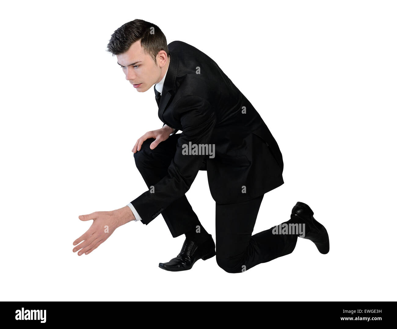 Isolated business man help hand Stock Photo