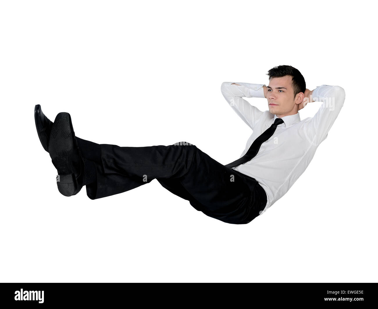 Isolated business man relaxing position Stock Photo - Alamy