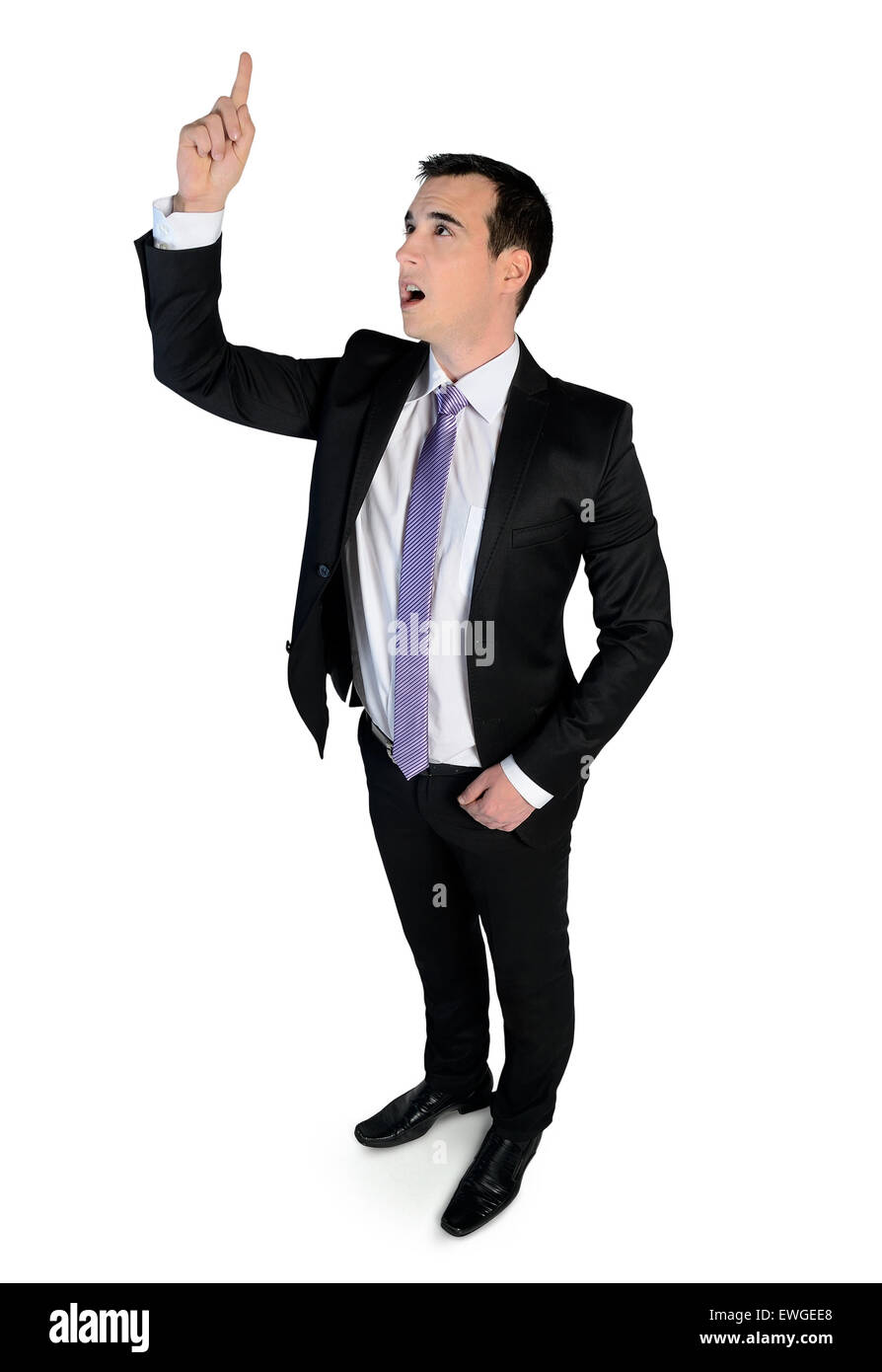 Isolated business man angry pointing Stock Photo
