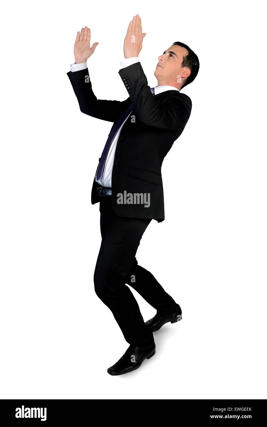 Isolated business man carry something Stock Photo Alamy