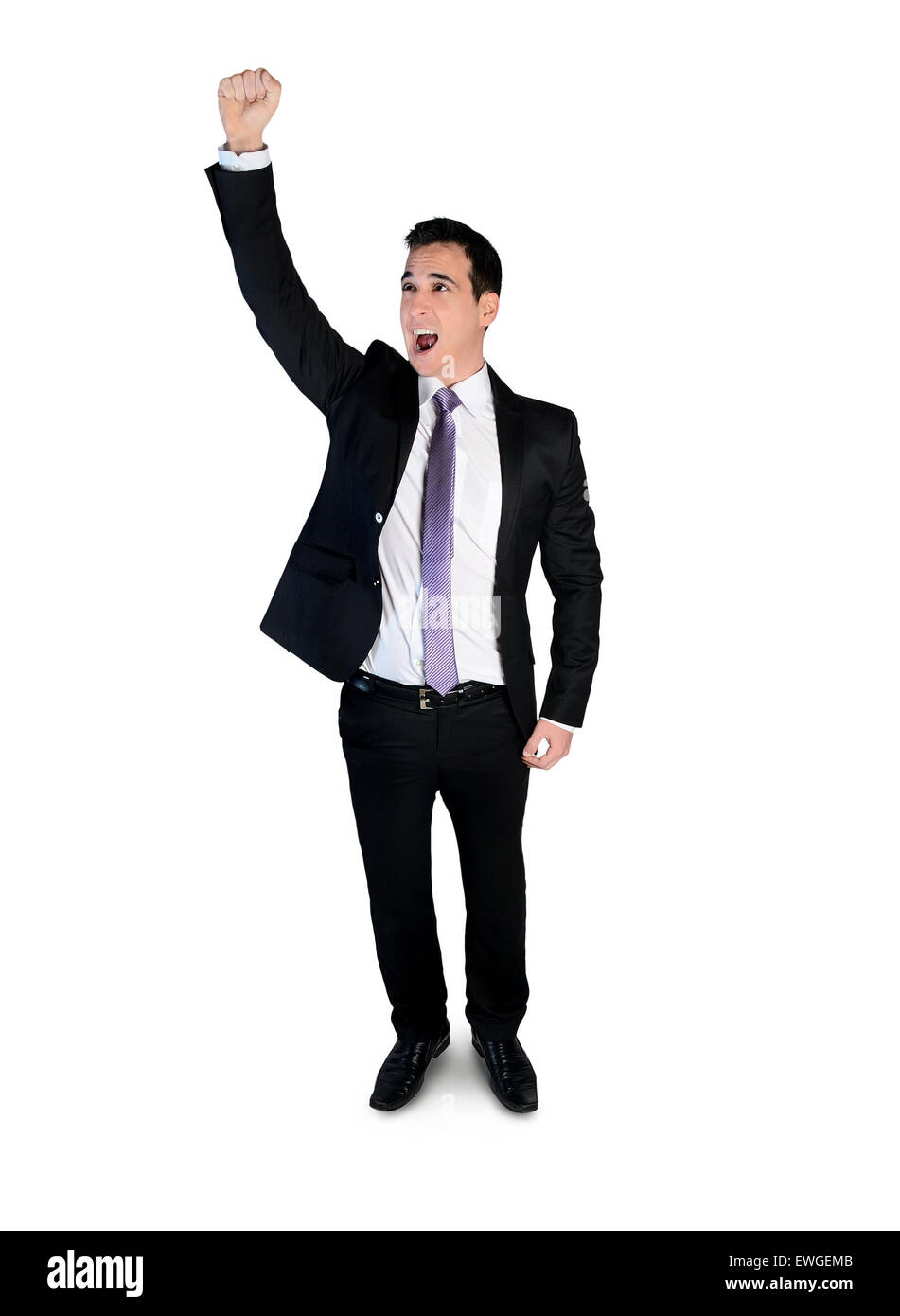 Isolated business man winner arm up Stock Photo Alamy