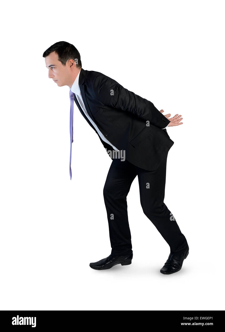 Isolated business man carry something Stock Photo