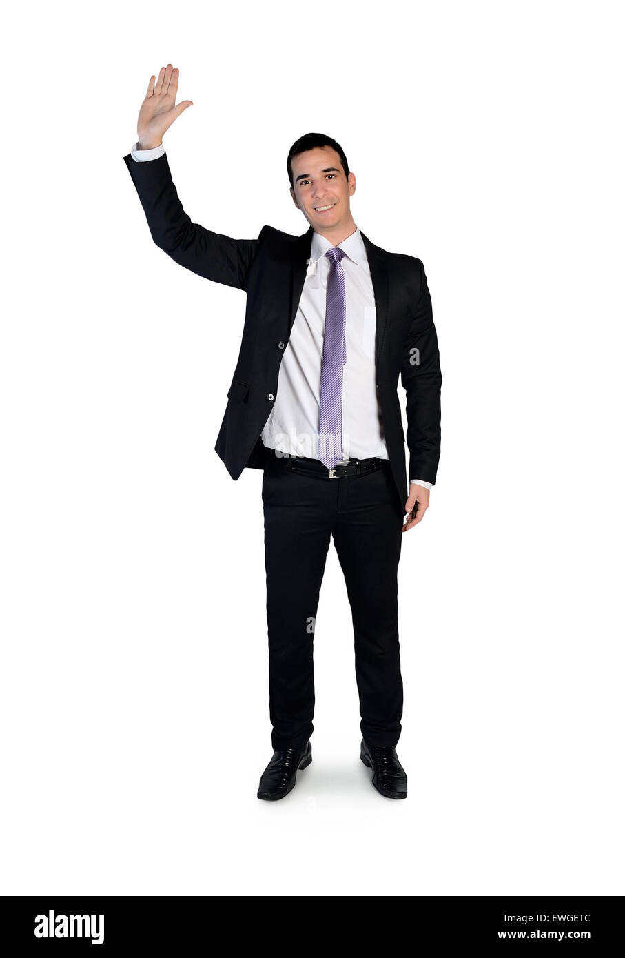 Business man wave hand welcome Stock Photo