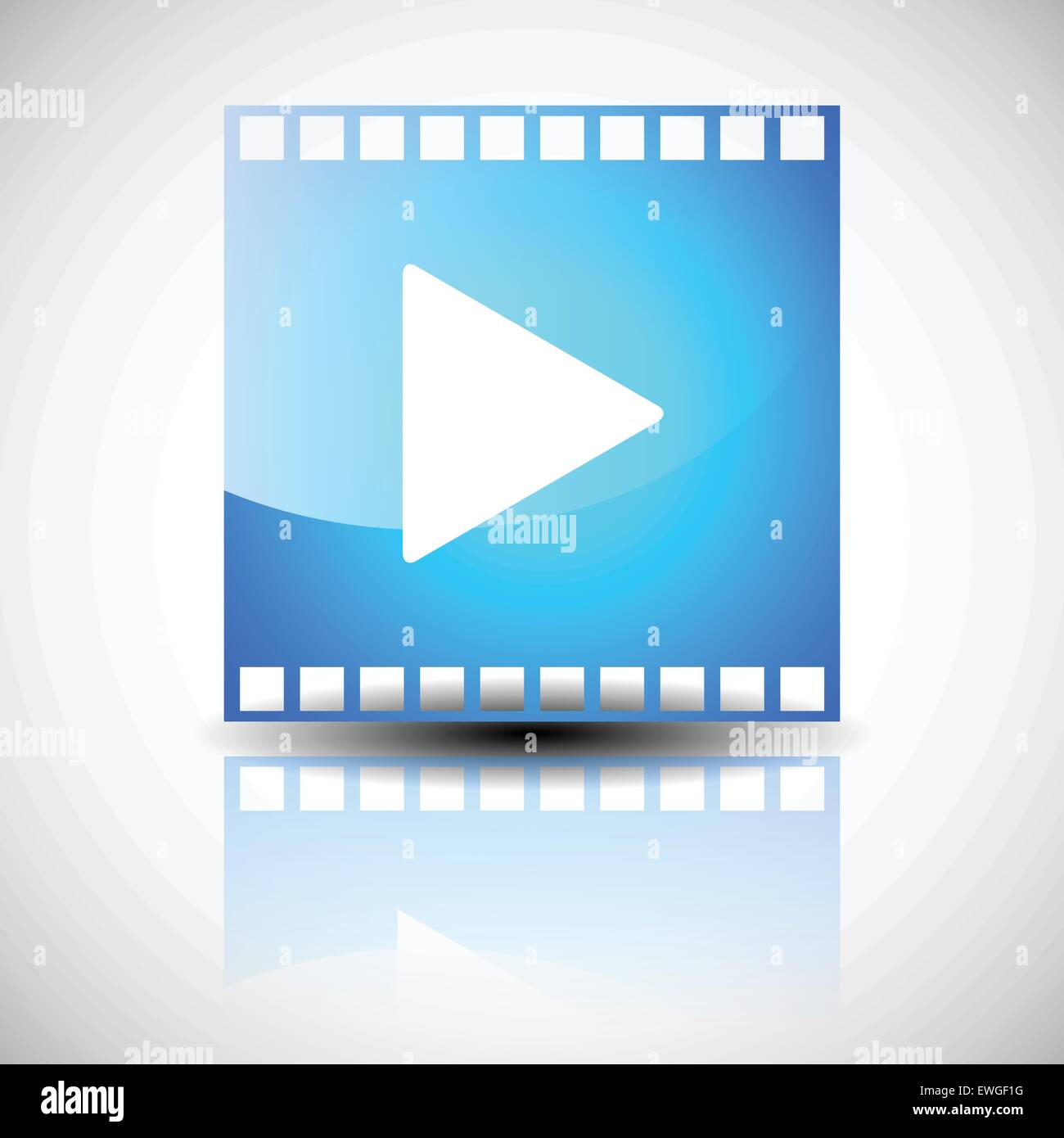Film strip, film frame with play button. Multimedia, cinematography