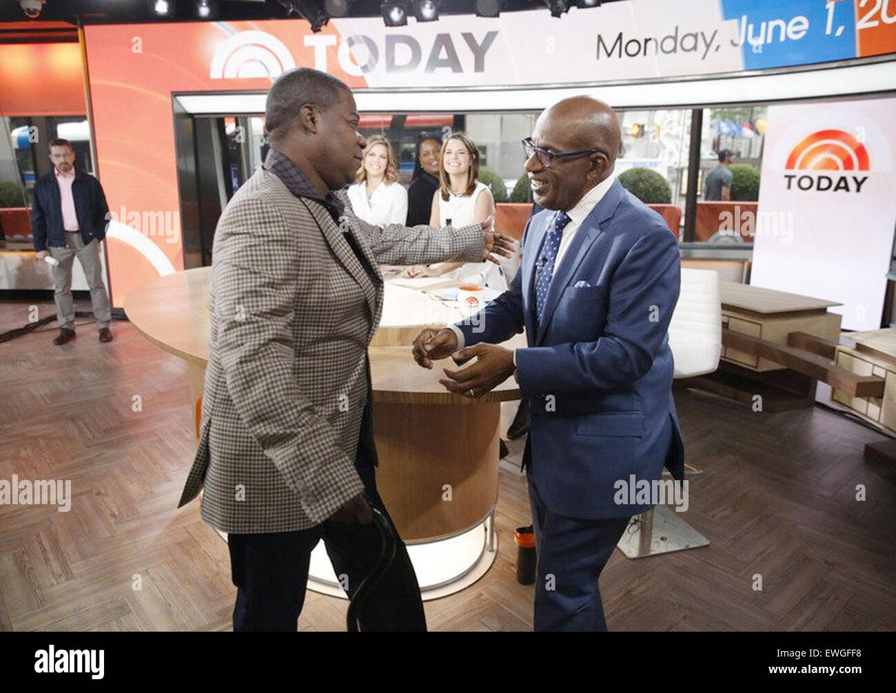 TODAY 2015 NBCUniversal Media film with Tracy Morgan at left and Al Roker Stock Photo