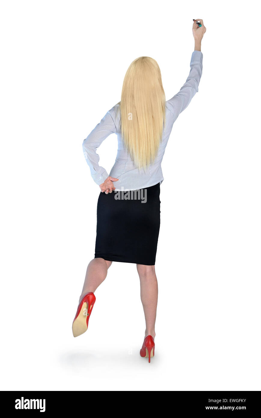 Woman text message rear view Cut Out Stock Images & Pictures - Alamy
