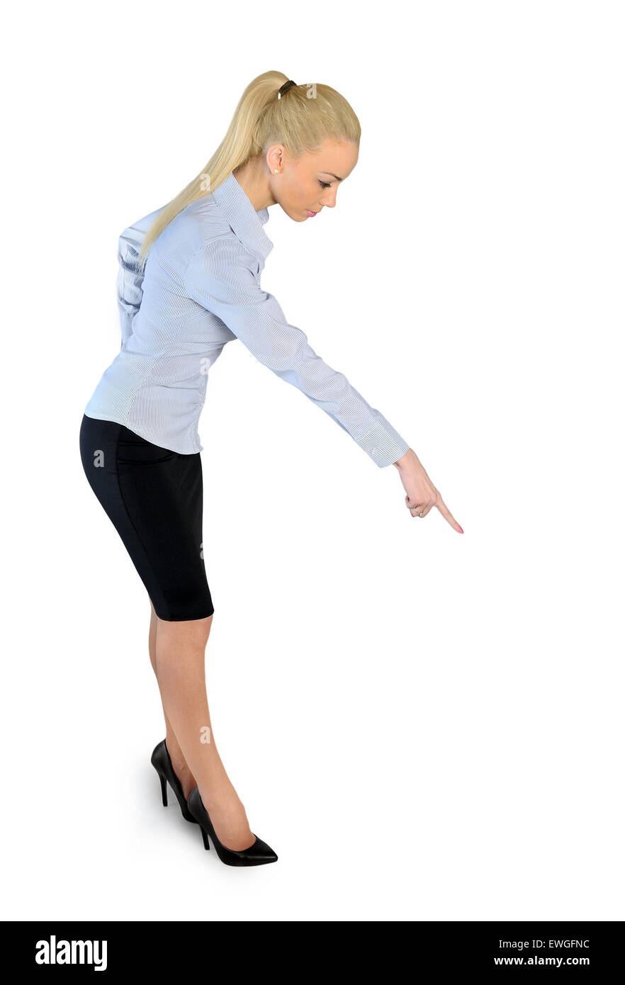 Woman Pointing Down High Resolution Stock Photography and Images Alamy