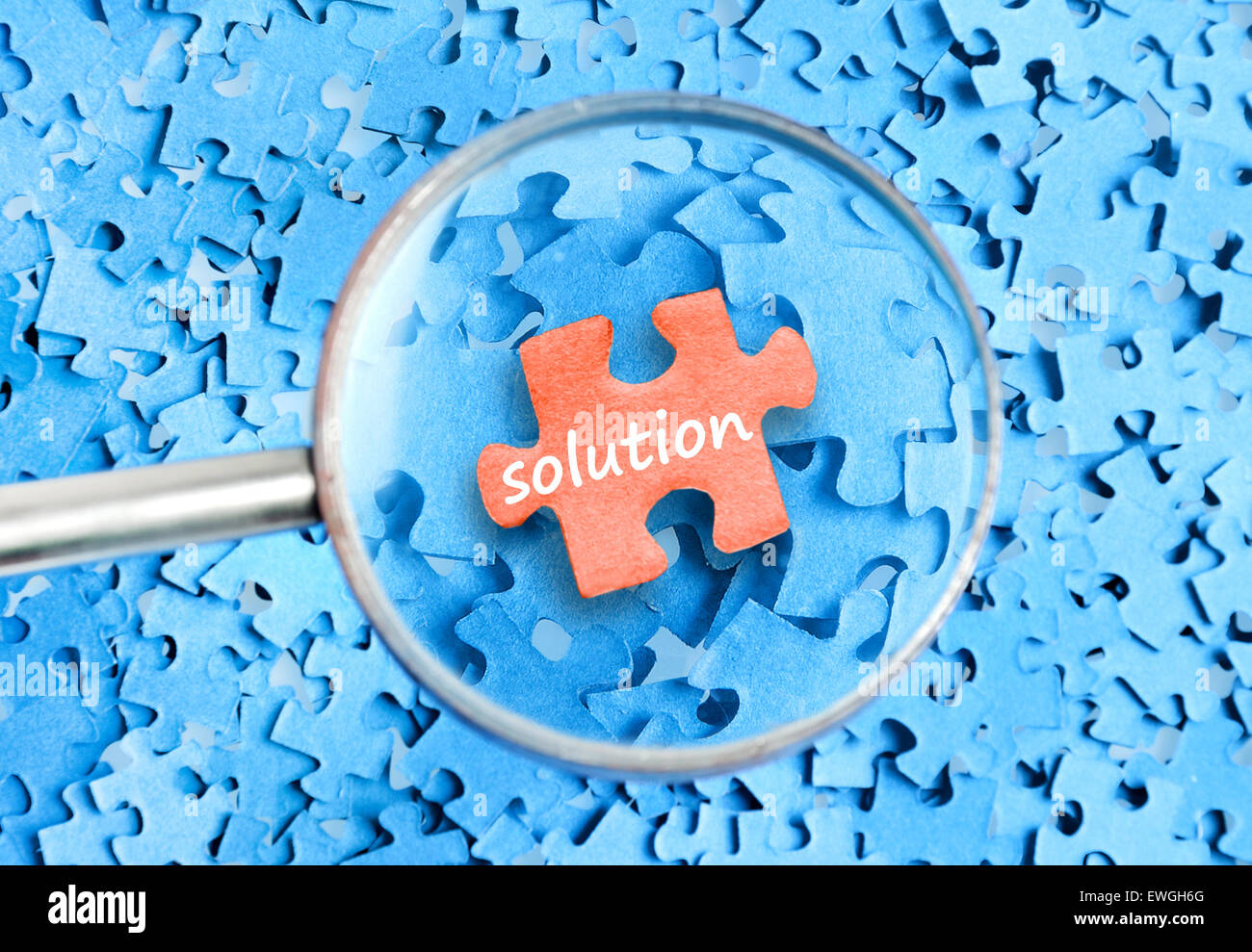 Solution word on puzzle background Stock Photo
