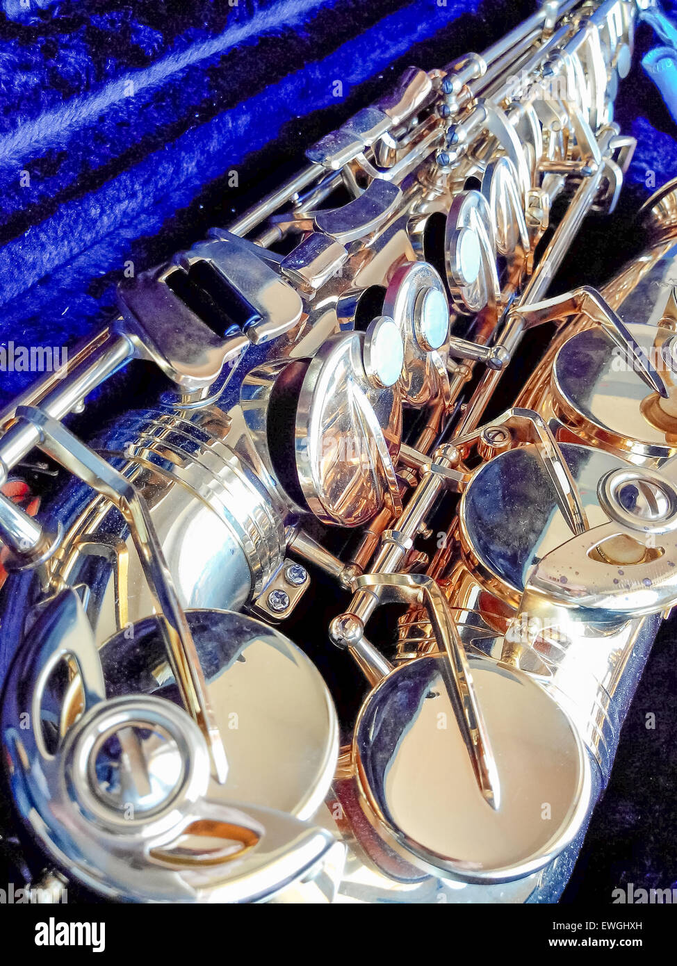 Key Golden Saxophone. Particular of a keys of a Saxophone Stock Photo